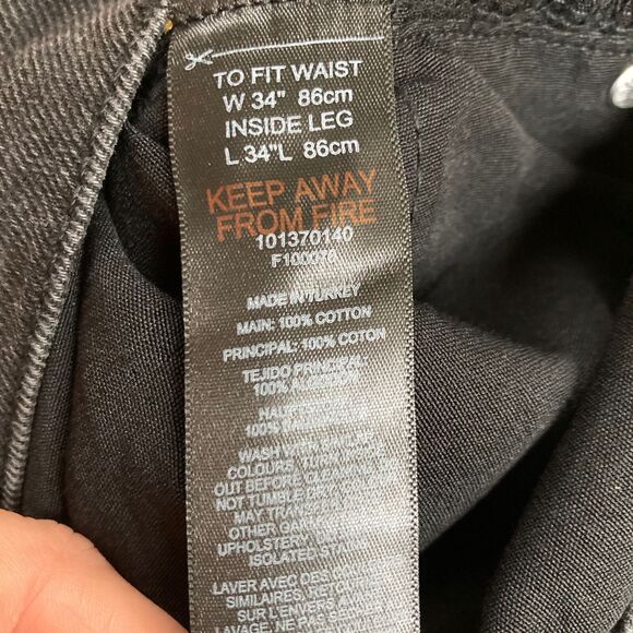 TOPMAN Men’s 34x34 Dark Gray Straight Leg Jeans Stretch NWOT - Picture 6 of 6